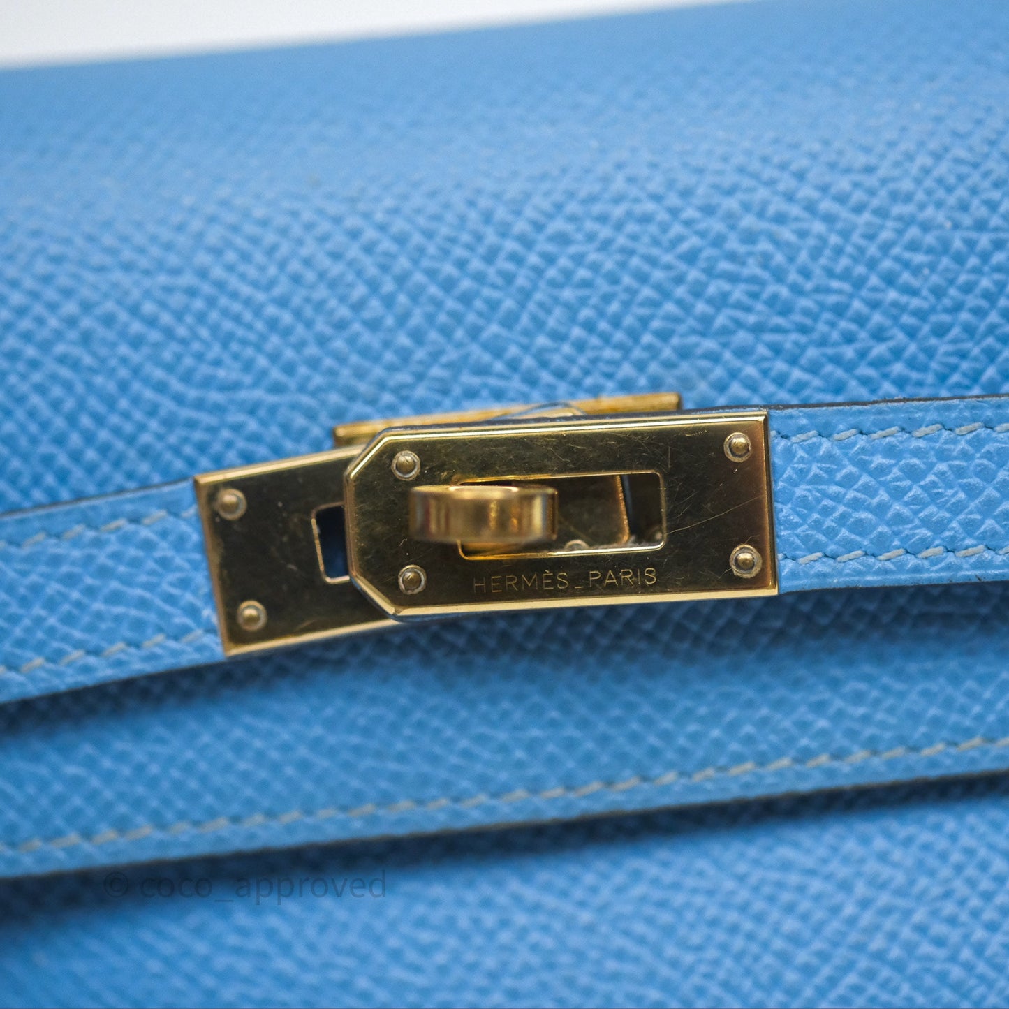 Hermès Kelly Depliant Wallet Blue Epsom Gold Hardware