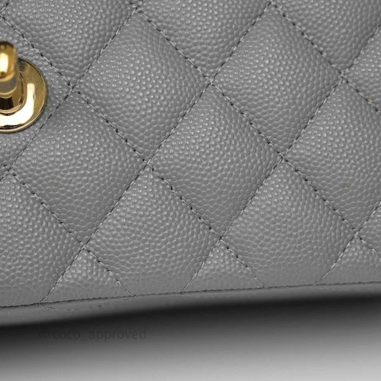 Chanel Small Classic Flap Quilted Grey Caviar Gold Hardware