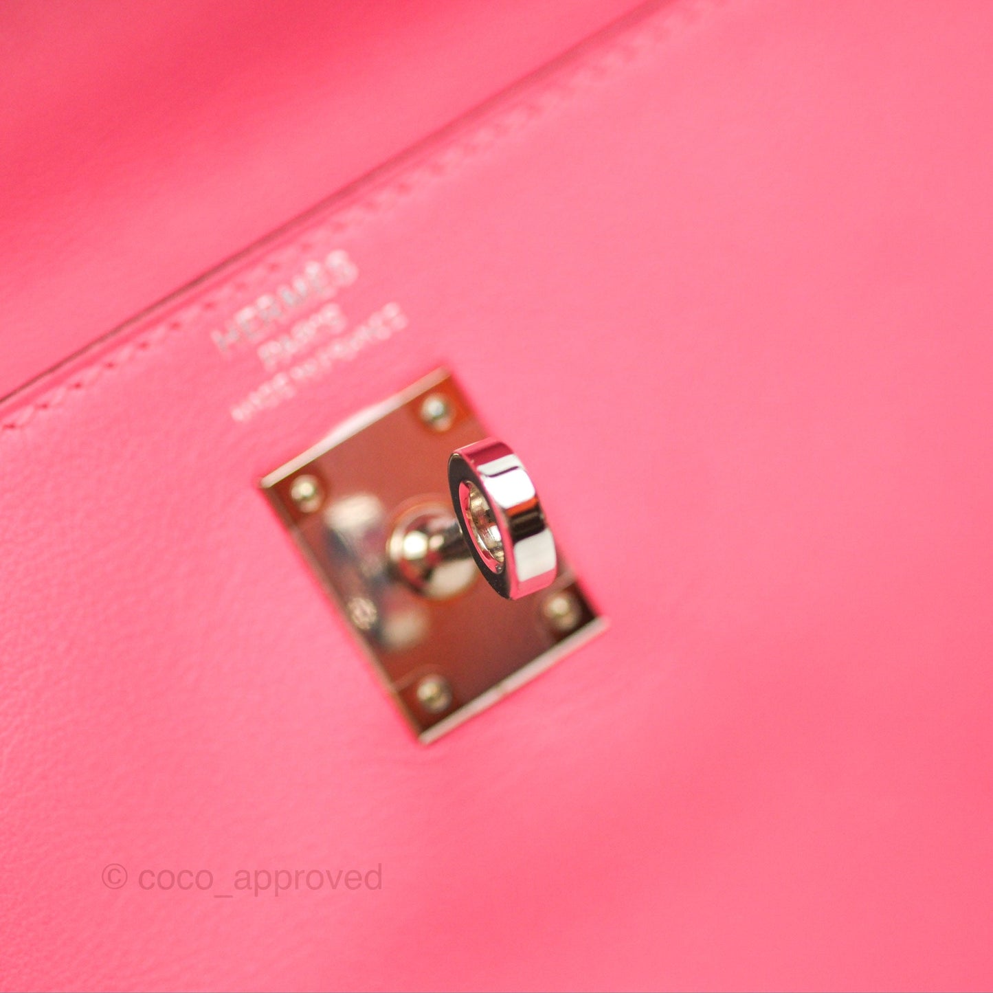 Hermès Retourne Kelly 25 Rose Azalee Swift Palladium Hardware