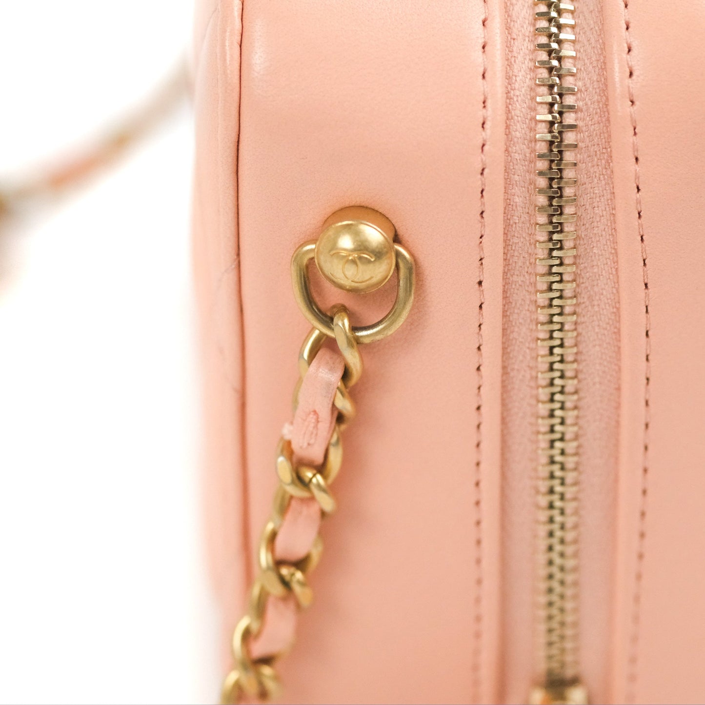Chanel Mini Pearl Crush Quilted Camera Case Orange Blair Lambskin Aged Gold Hardware