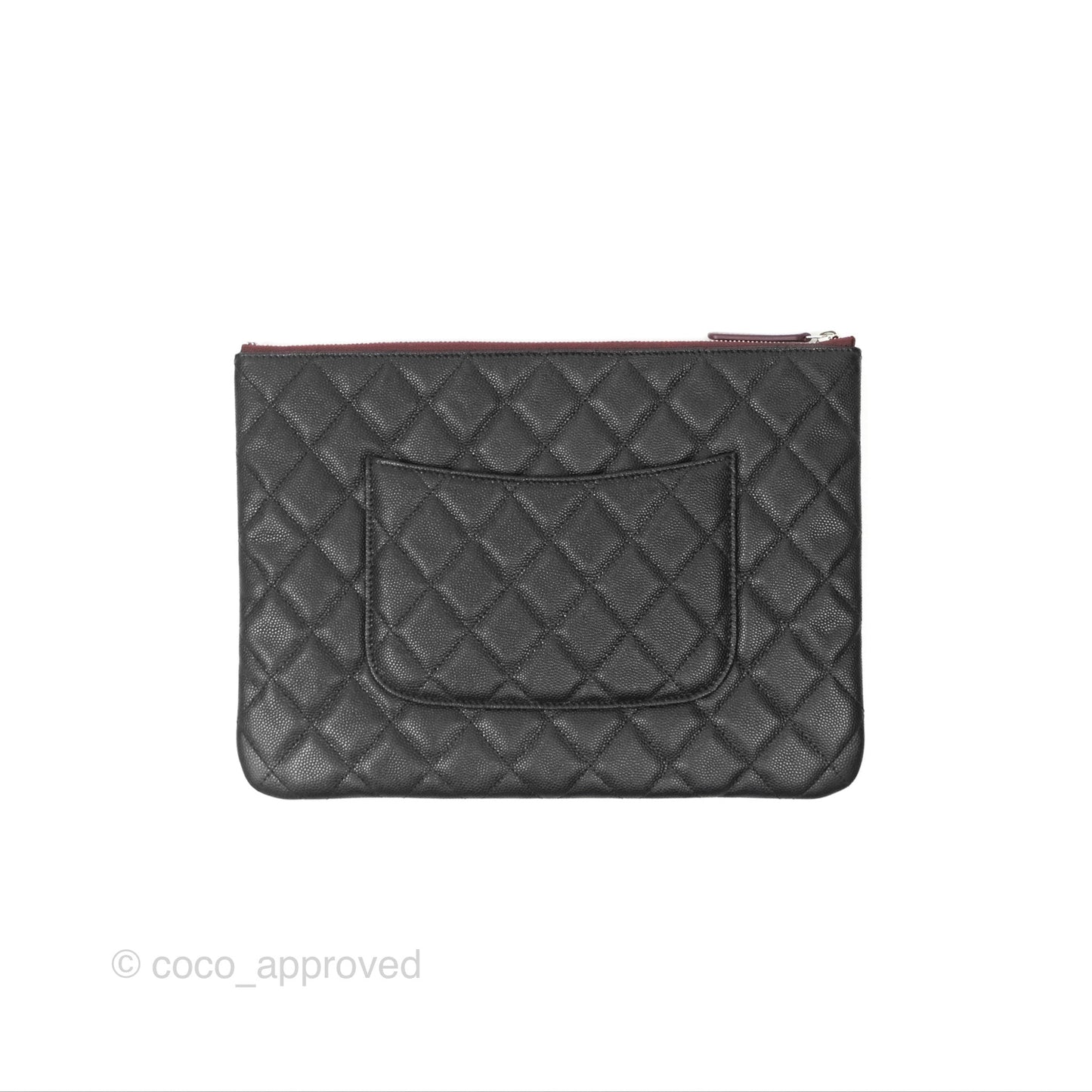 Chanel Medium Quilted O Case Black Caviar Silver Hardware