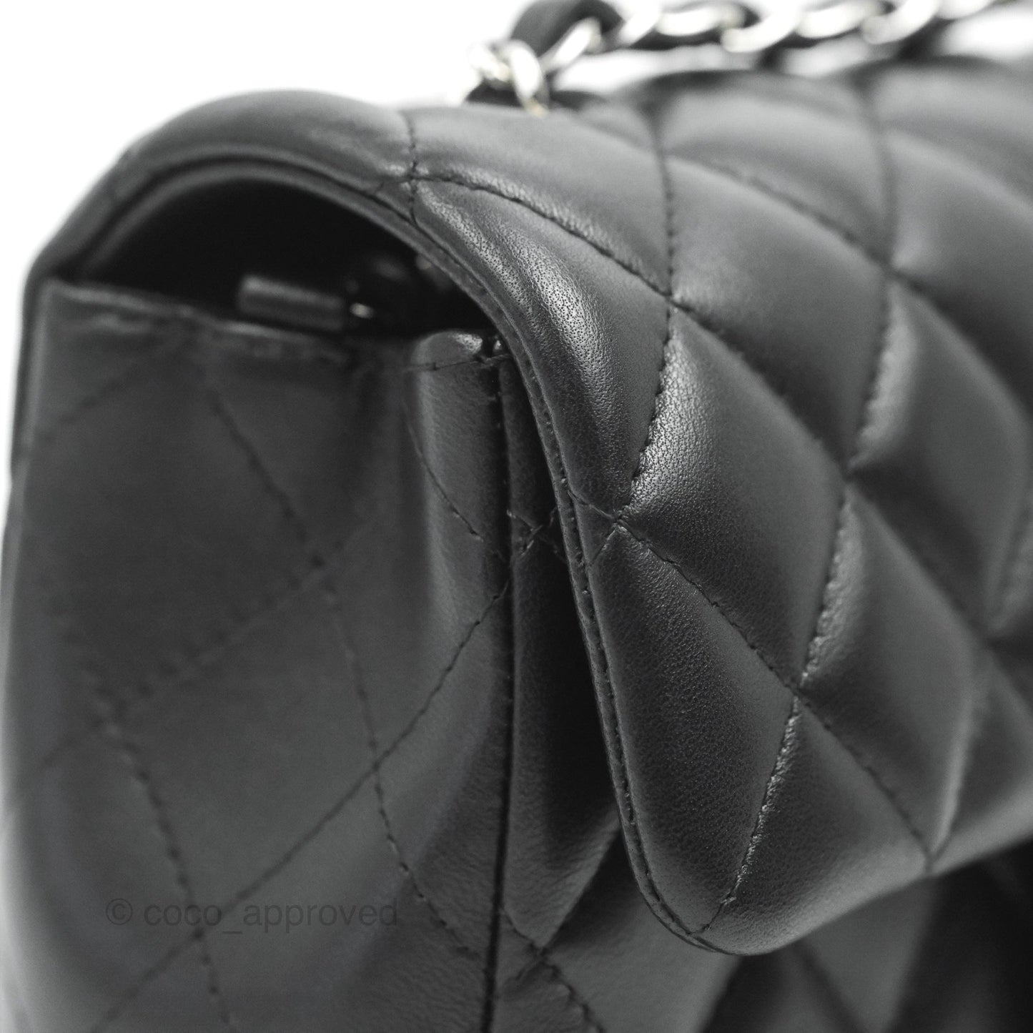 Chanel Quilted Mini Rectangular Flap Black Lambskin Silver Hardware
