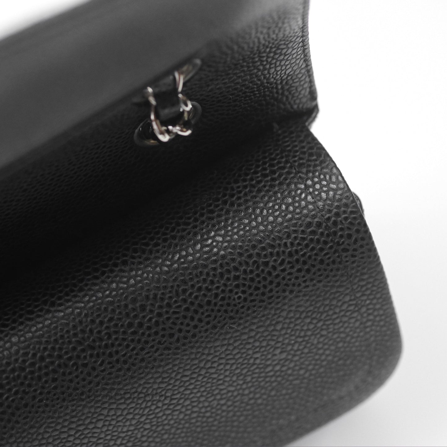 Chanel Classic M/L Medium Flap Quilted Black Caviar Silver Hardware