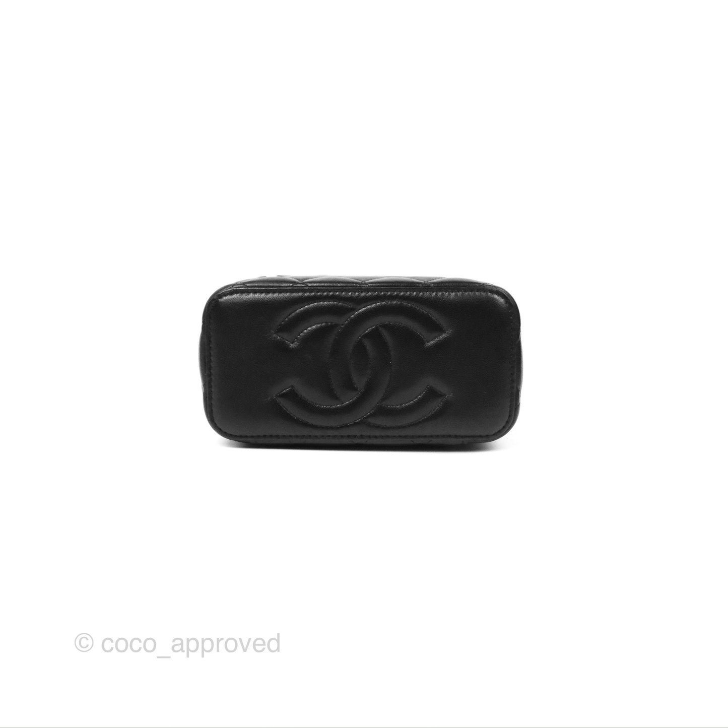 Chanel Vanity Rectangular Top Handle Black Lambskin Gold Hardware