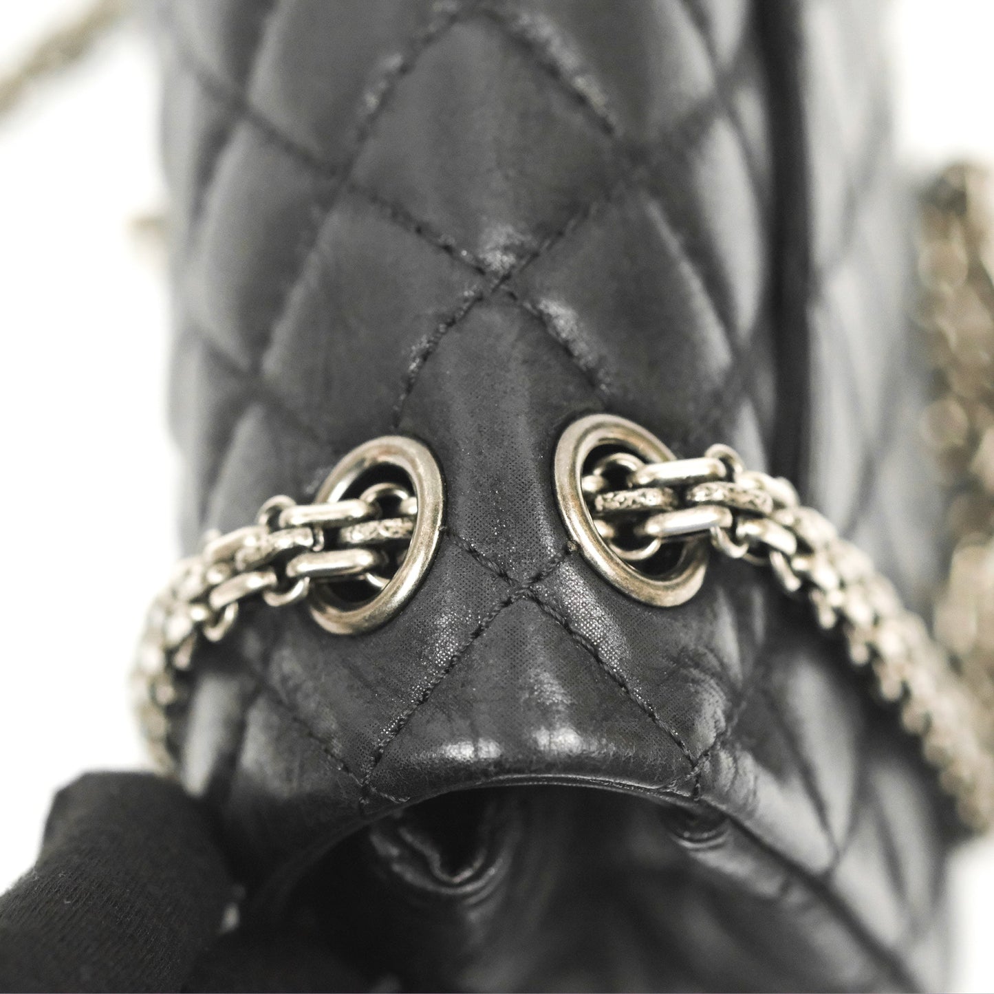 Chanel Mini Reissue 224 Double Flap Black Iridescent Calfskin Ruthenium Hardware