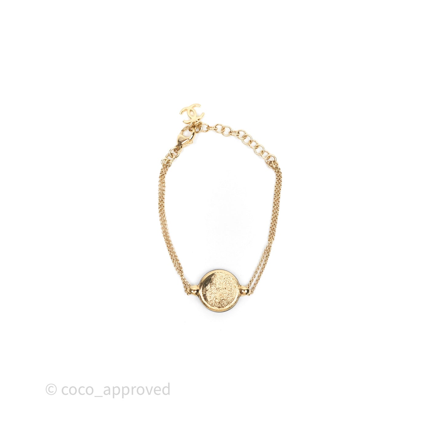 Chanel Black/ White Round CC Bracelet Gold Tone 24P