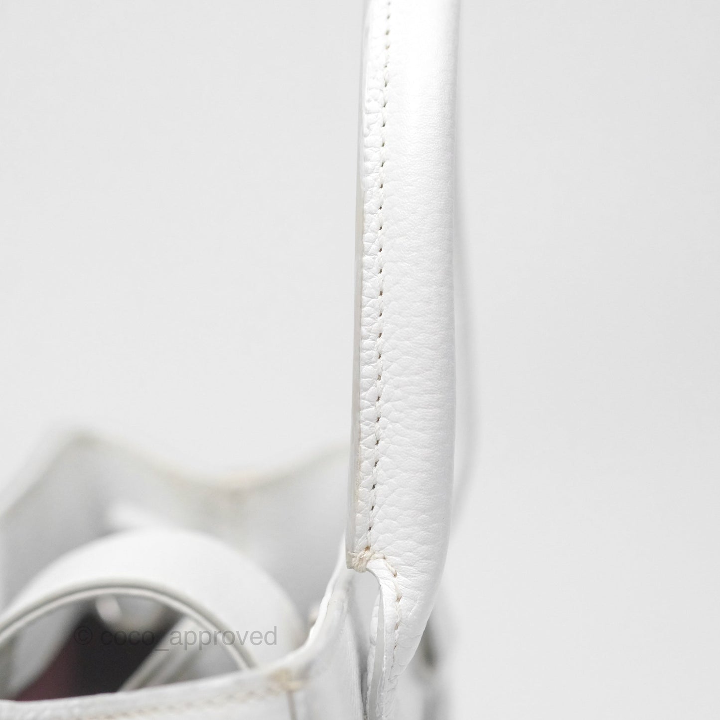 Chanel Mini Neo Executive Shopper Tote White Grained Calfskin Silver Hardware