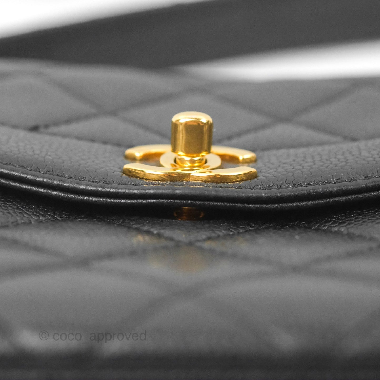Chanel Shoulder Vintage Black Caviar 24K Gold Hardware