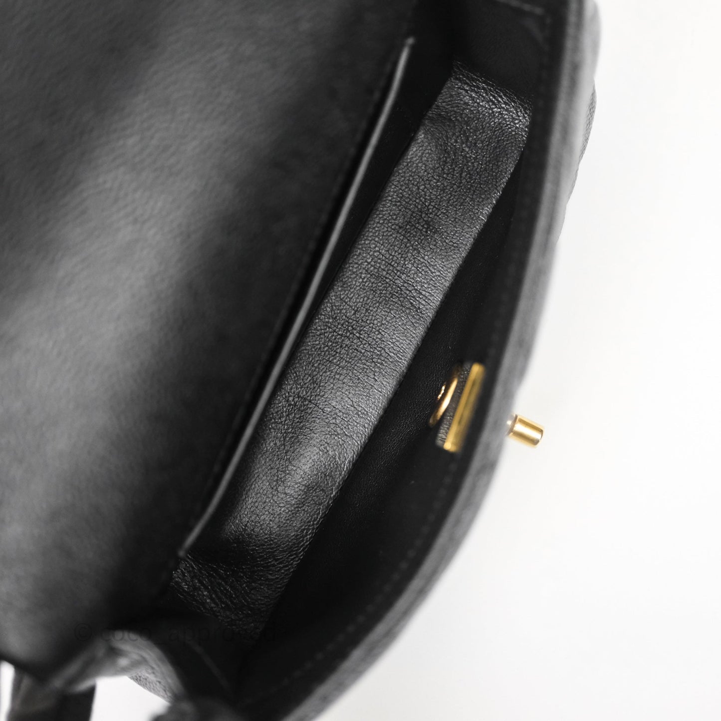 Chanel Mini Flap Bag Heart Adjustable Chain Black Caviar Aged Gold Hardware