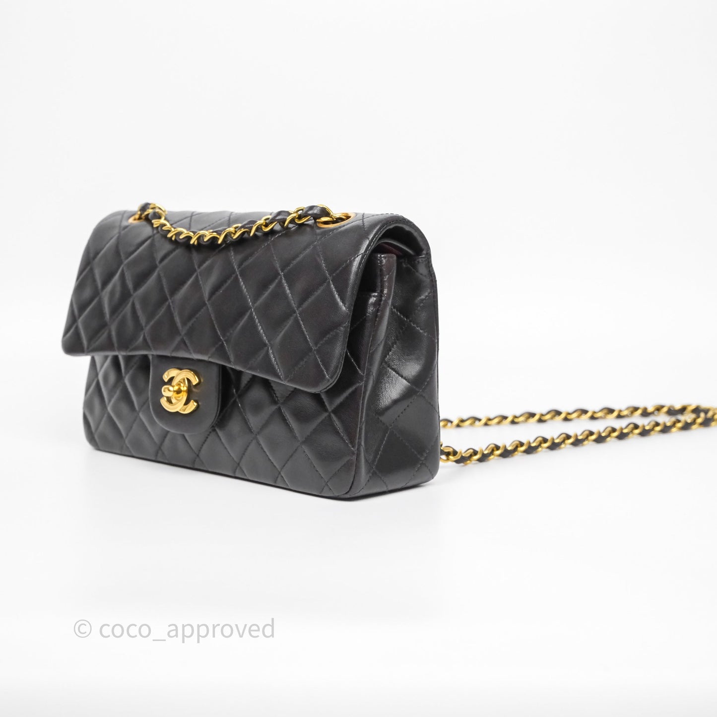 Chanel Vintage Small Classic Flap Black Lambskin 24K Gold Hardware