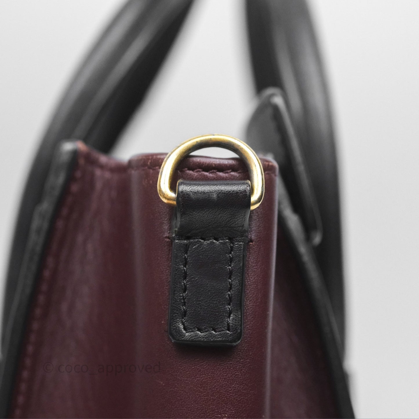 Celine Nano Luggage Satin Calfskin Gold Hardware Red/ Dark Brown