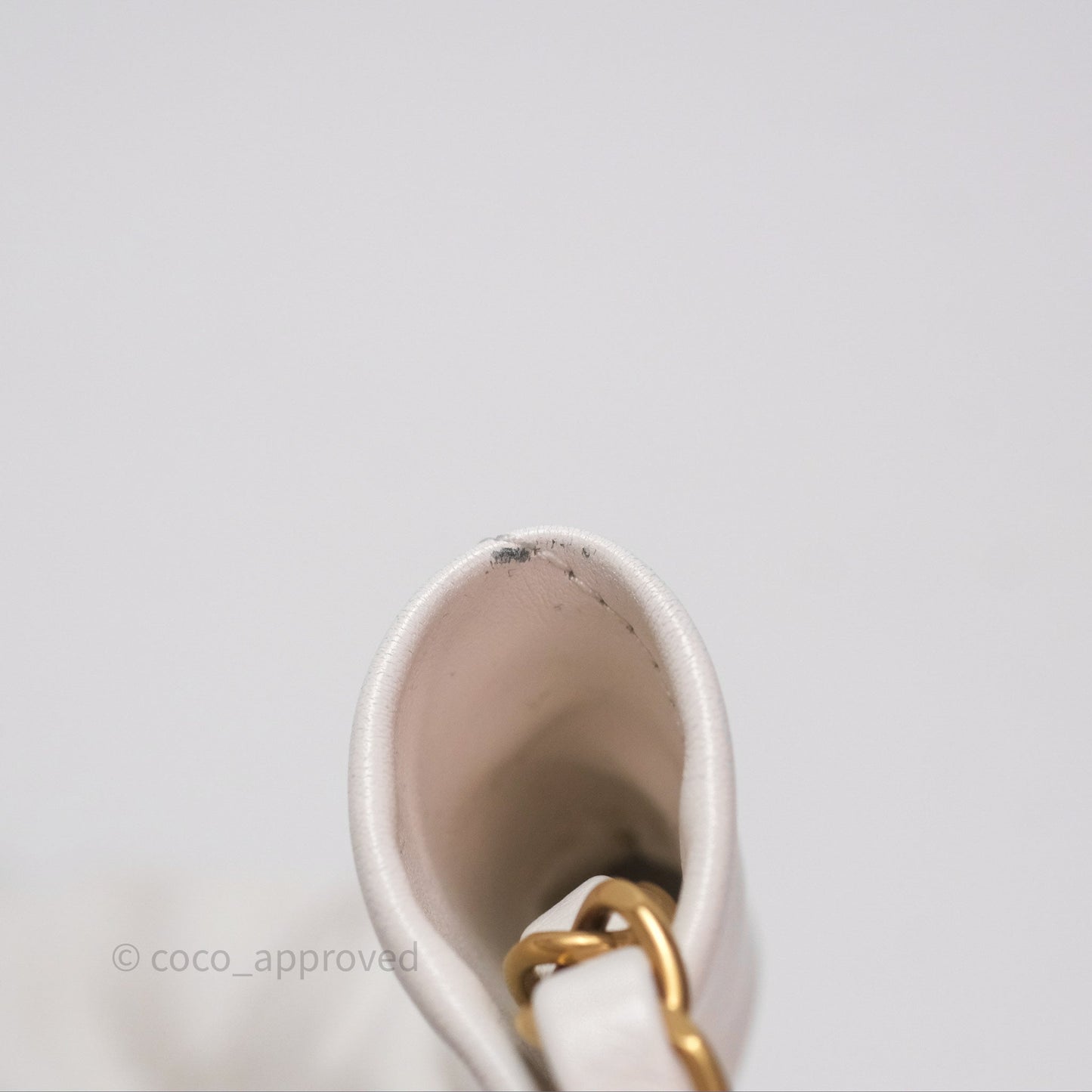 Chanel 22 Small White Shiny Calfskin Aged Gold Hardware