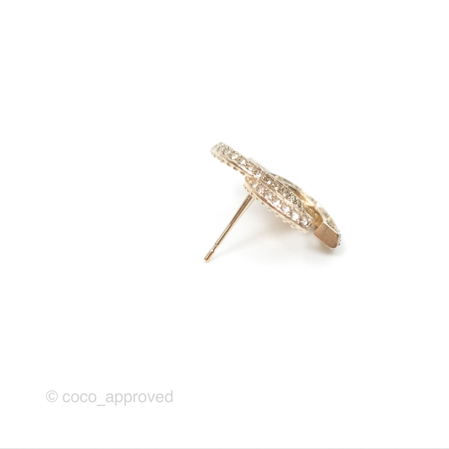 Chanel Crystal CC Earrings Gold Tone 23V