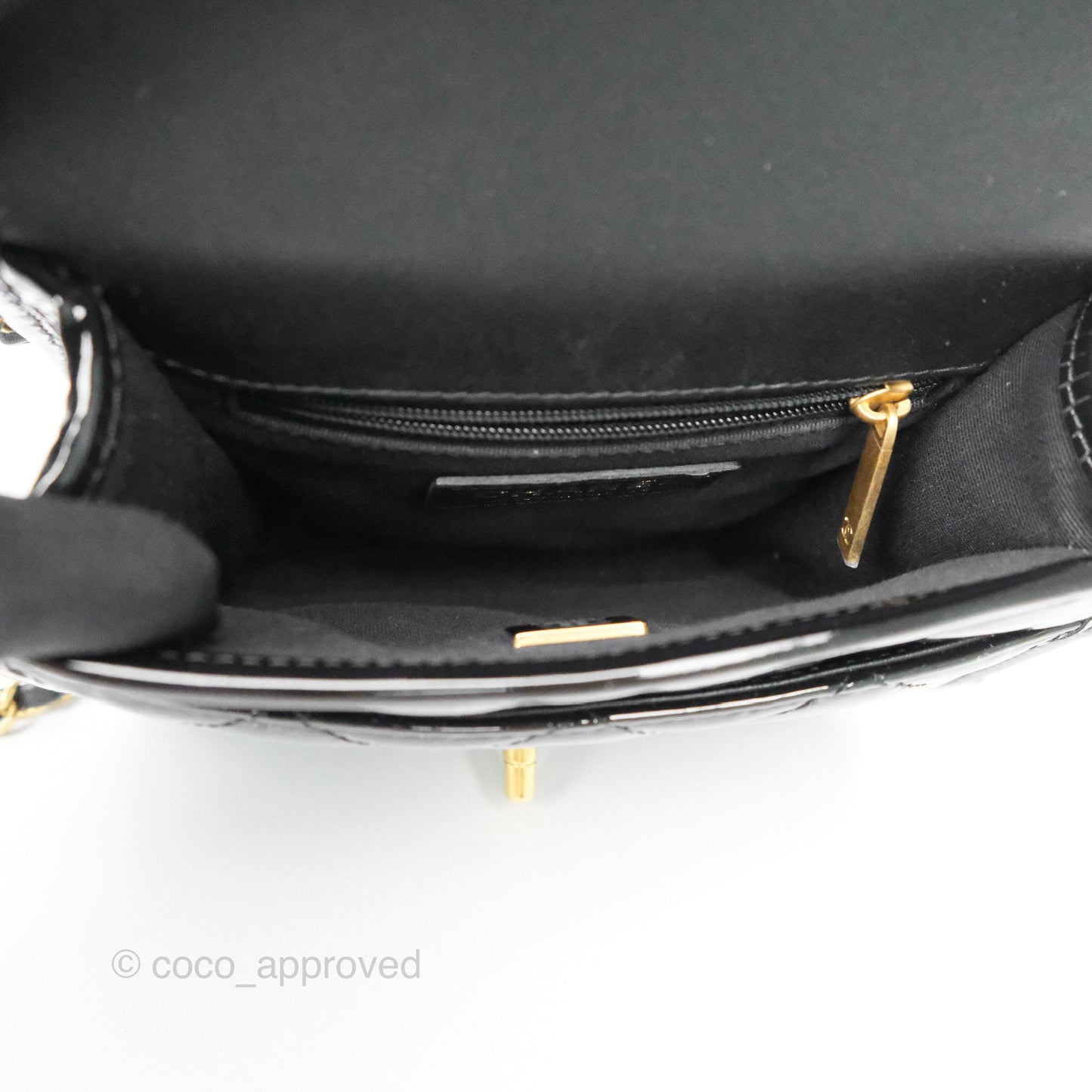 Chanel Mini School Memory Top Handle Flap Black Patent 22K