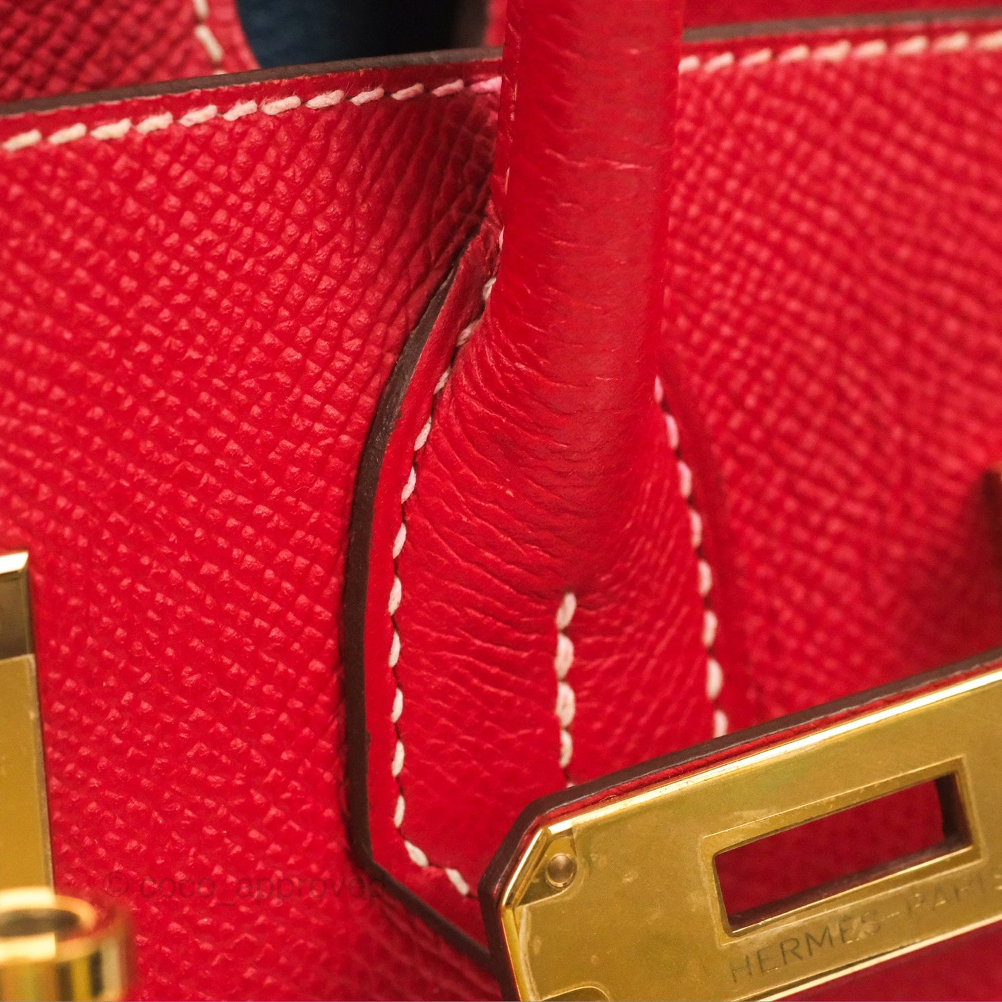 Hermès Candy Birkin 30 Rouge Casque/Blue Thalassa Epsom Permabrass Hardware