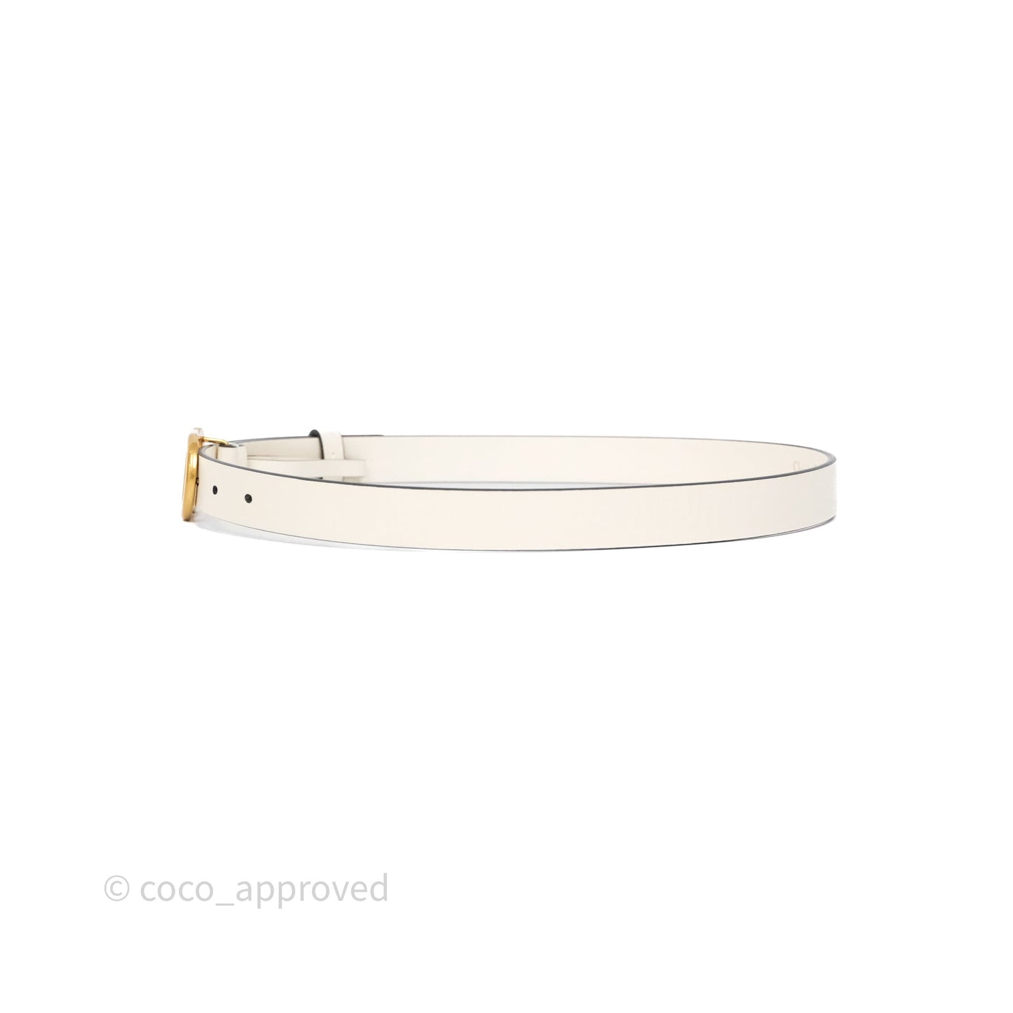 Christian Dior Saddle Belt Ivory White Calfskin Gold Hardware 20mm Size 70