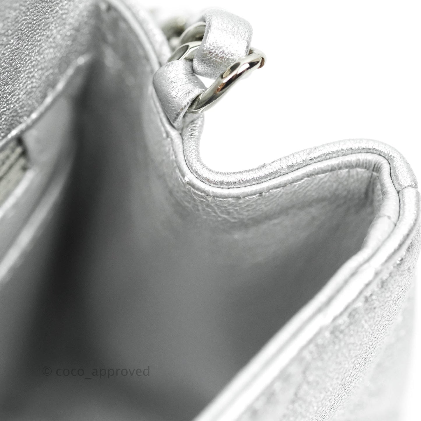 Chanel Classic Quilted Mini Square Flap Silver Lambskin Silver Hardware