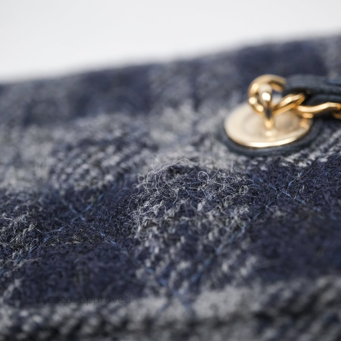 Chanel Vanity With Chain Navy Tweed Plaid Gold Hardware