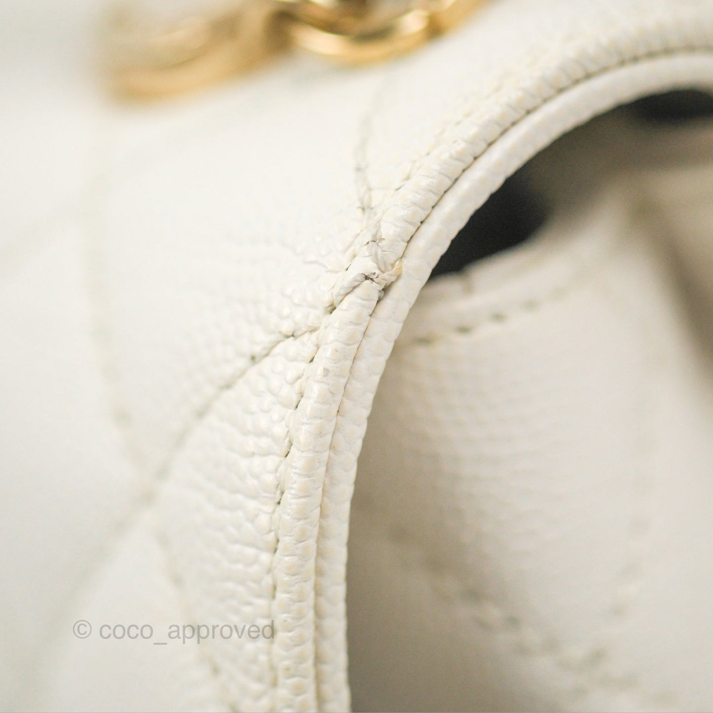 Chanel Mini Coco Handle Quilted Ivory White Caviar Gold Hardware