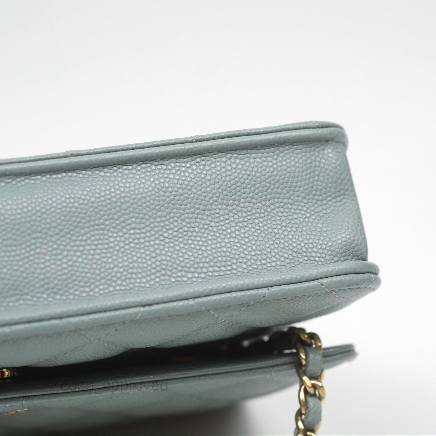 Chanel Quilted Classic Wallet on Chain WOC Green Caviar Silver Hardware