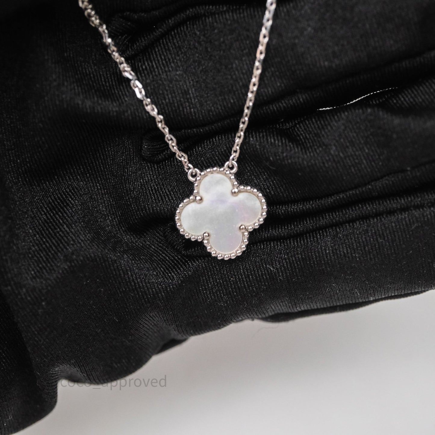 Van Cleef & Arpels Vintage Alhambra Pendant Necklace White Mother-of-pearl White Gold