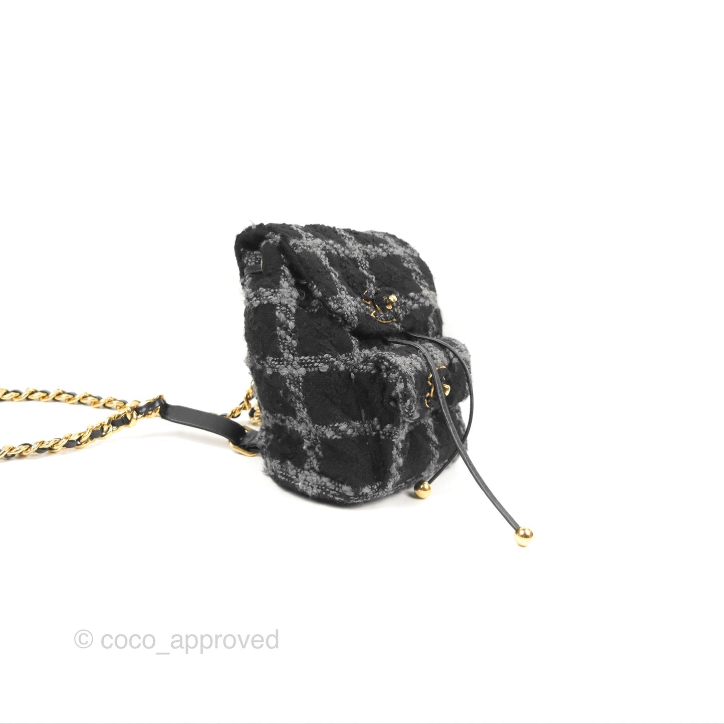 Chanel Duma Backpack Black Tweed Gold Hardware 22K