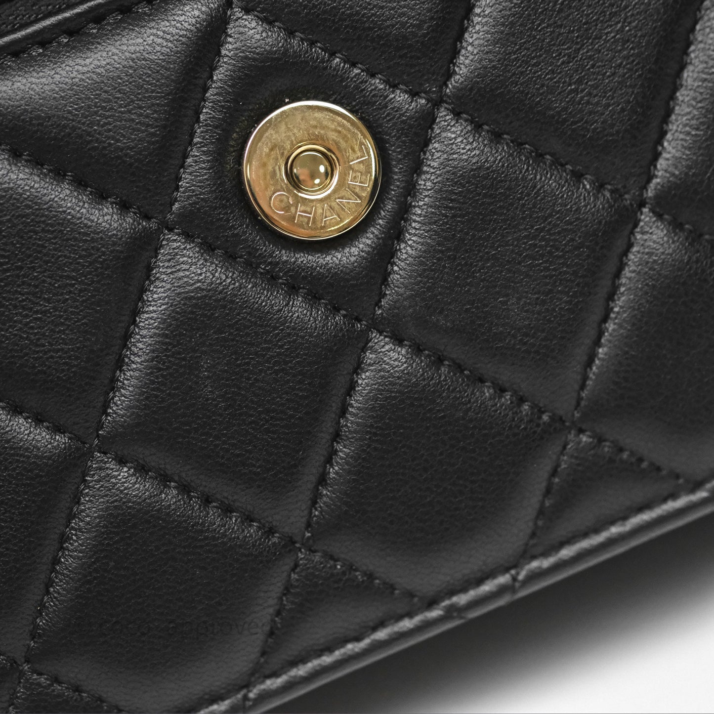 Chanel Camellia Handle Mini WOC Phone Holder with Chain Black Lambskin 23K