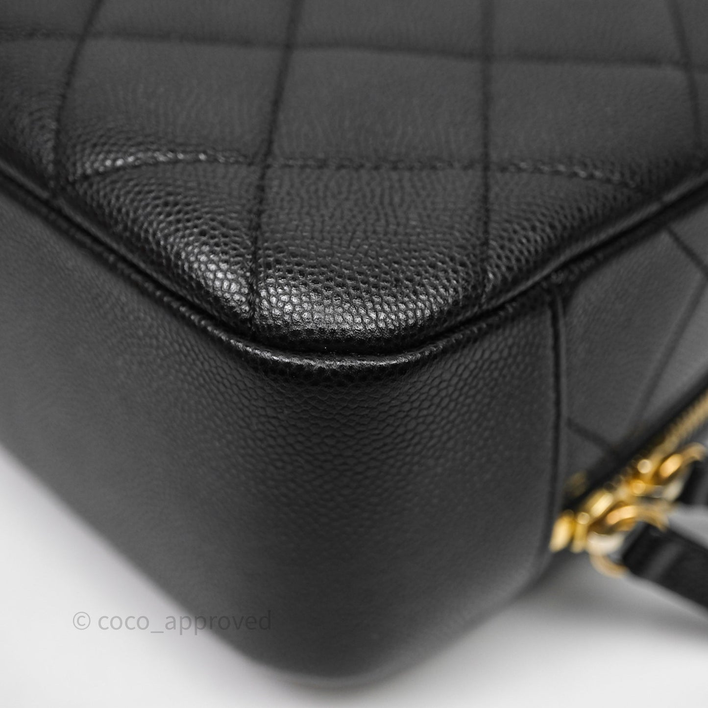 Chanel CC Top Handle Vanity Case Black Caviar Gold Hardware 23P