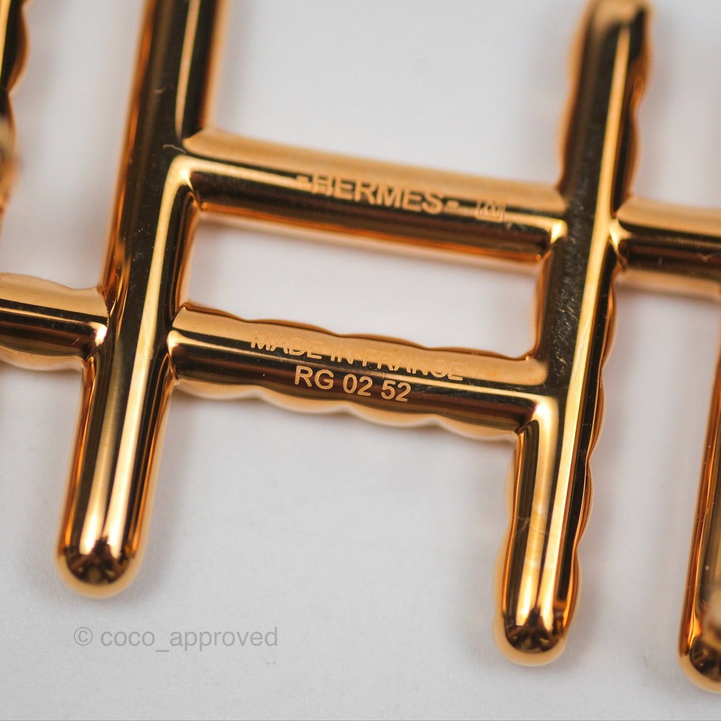 Hermès H au Carre Twist Belt Buckle & Reversible Rose Gold Hardware 24 mm