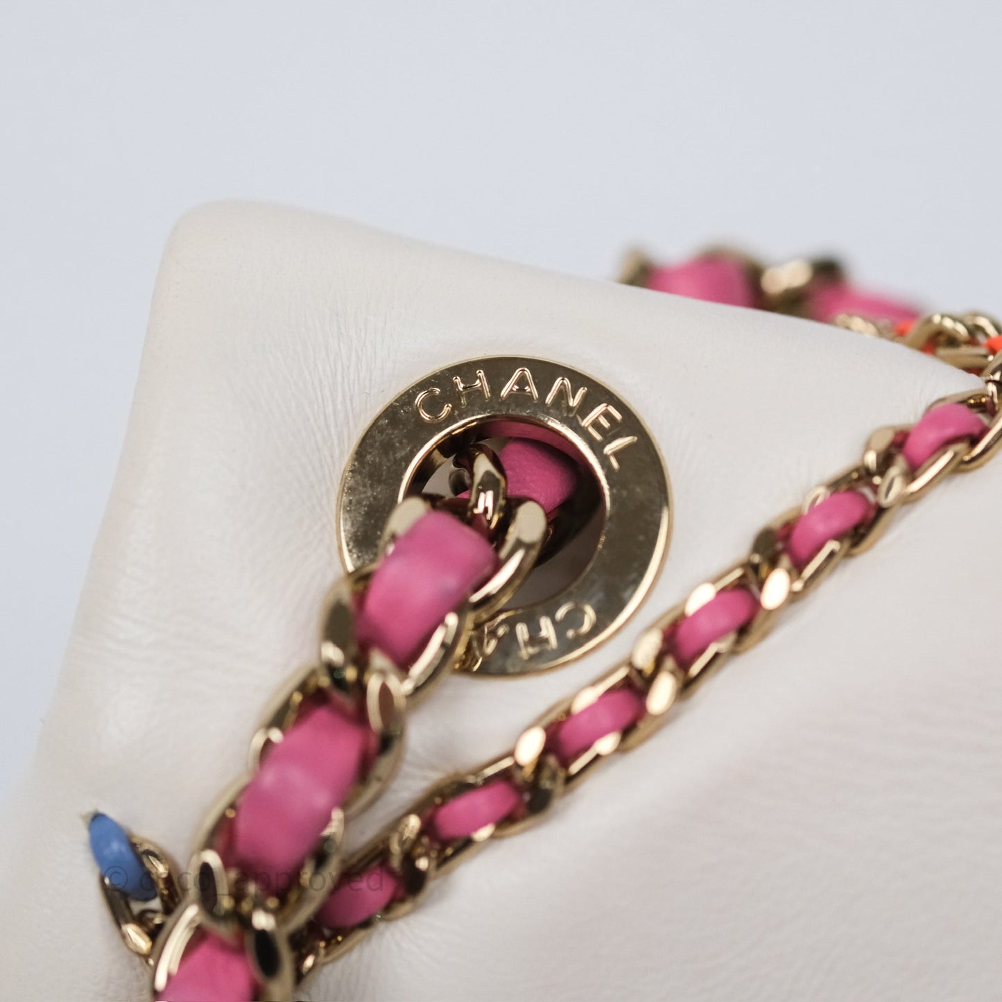 Chanel Small Entwined Chain Flap White Lambskin Gold Hardware