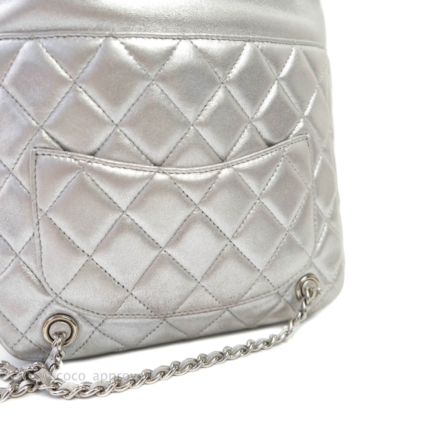 Chanel Quilted Small Metallic Silver Backpack in Seoul Lambskin Silver Hardware