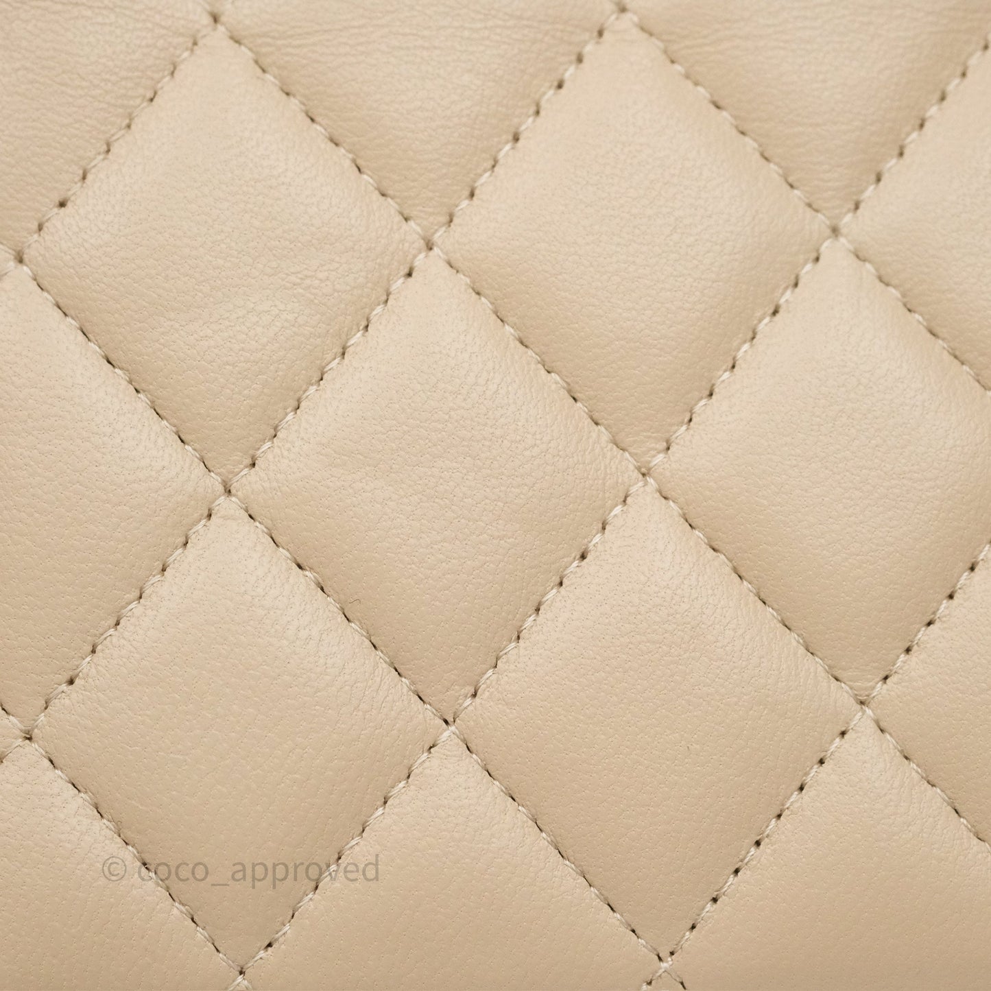 Chanel Vanity Rectangular Top Handle Ecru/Beige Lambskin Gold Hardware 23P