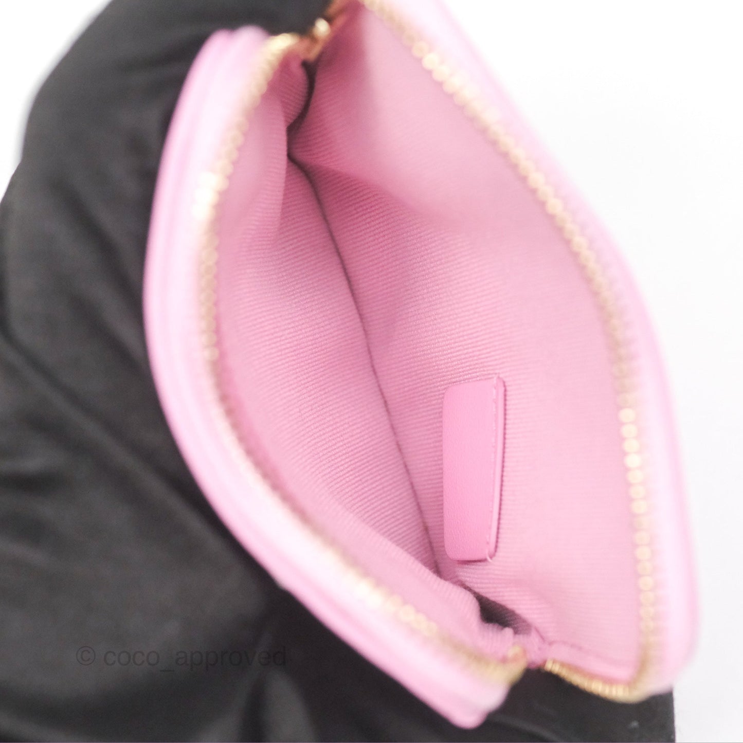 Chanel Quilted 19 Zip Card Holder Wallet Pink Lambskin