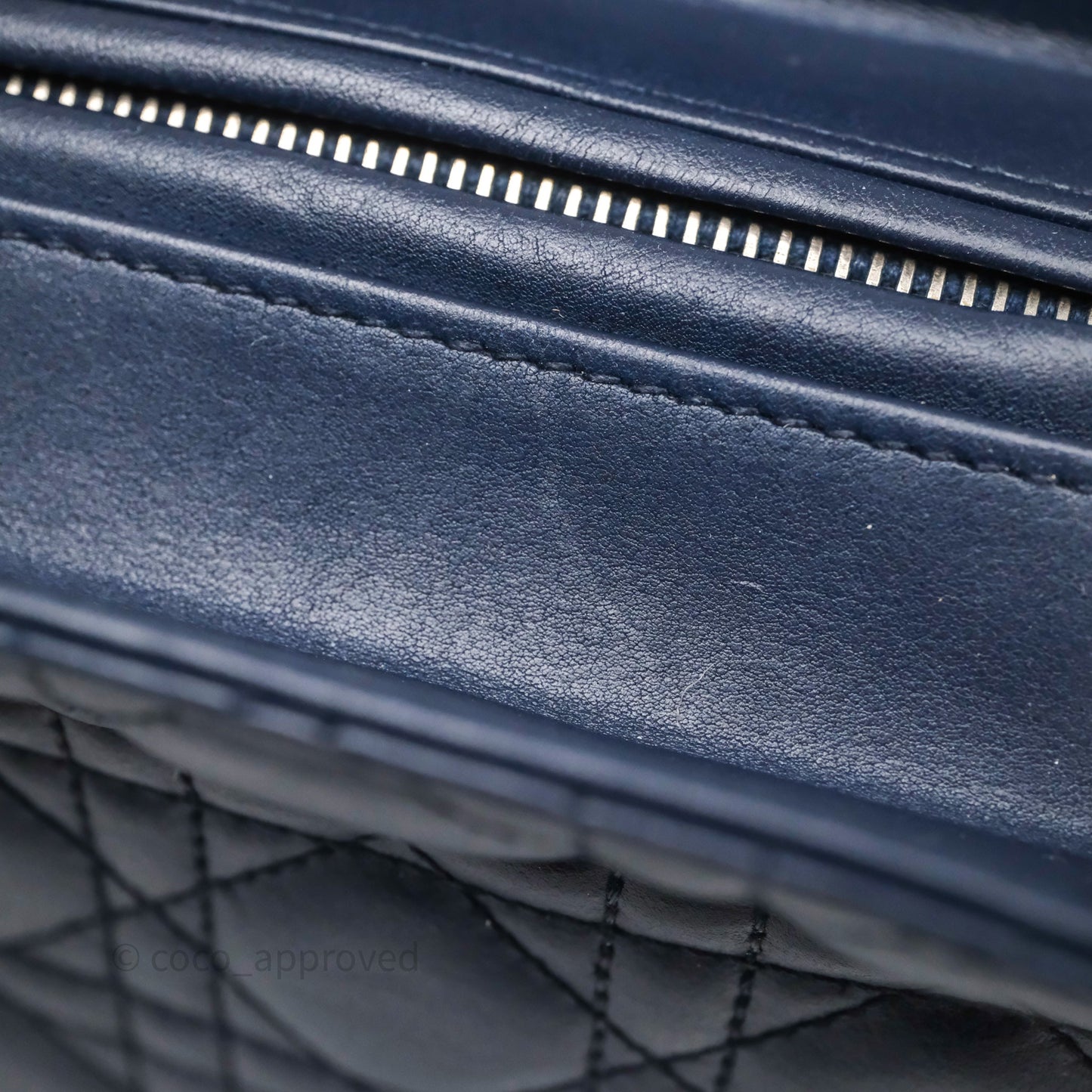 Christian Dior Medium Lady Dior Navy Lambskin Silver Hardware