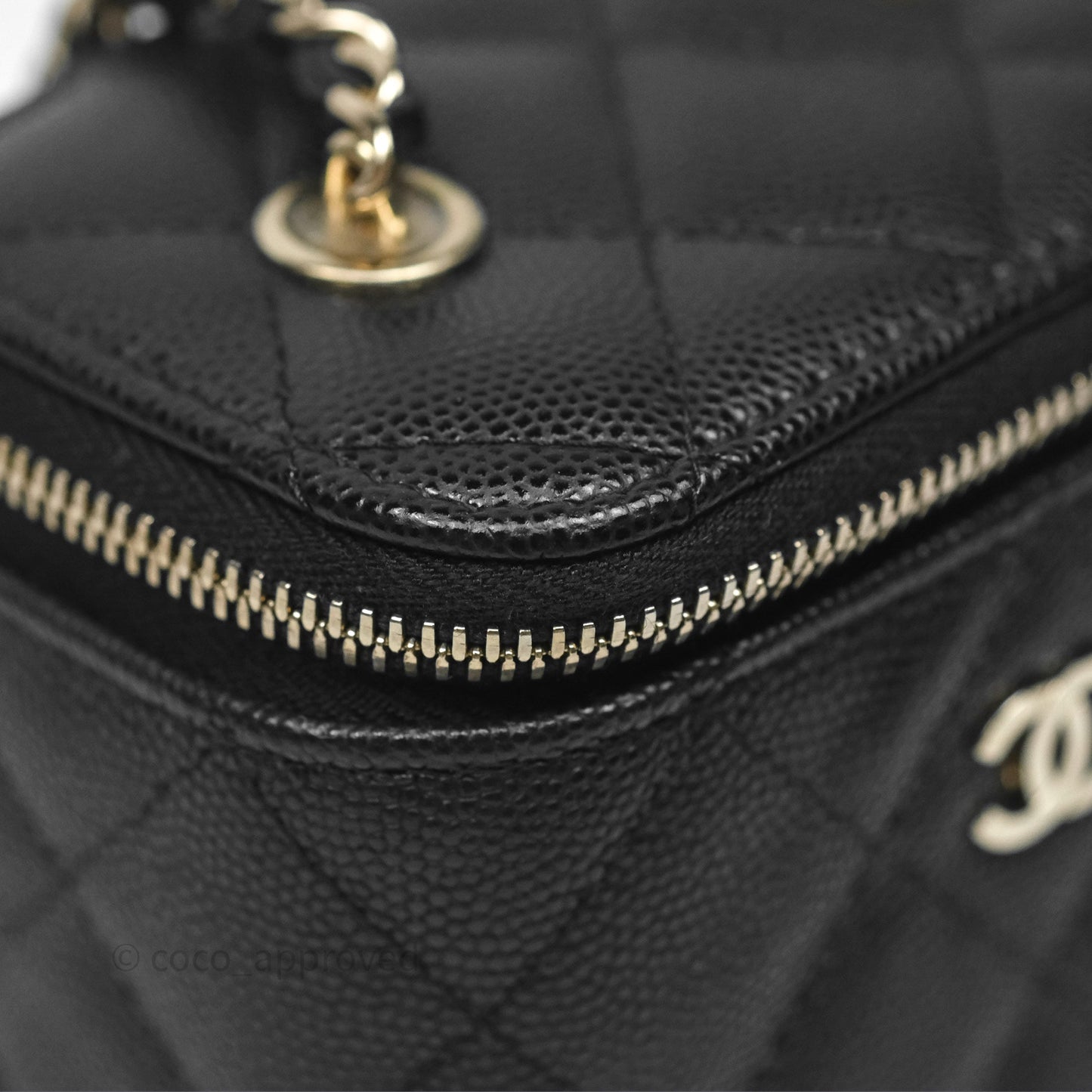 Chanel Mini Vanity With Chain Black Caviar Gold Hardware