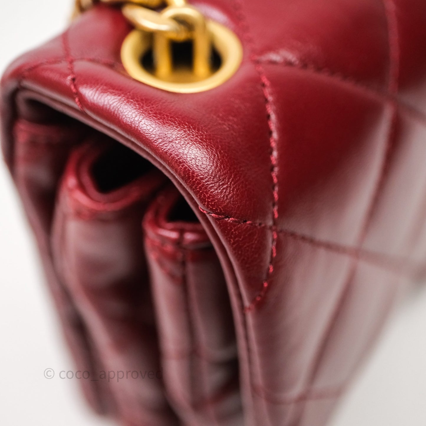Chanel Small All Slide Adjustable Chain Flap Bag Burgundy Lambskin Aged Gold Hardware