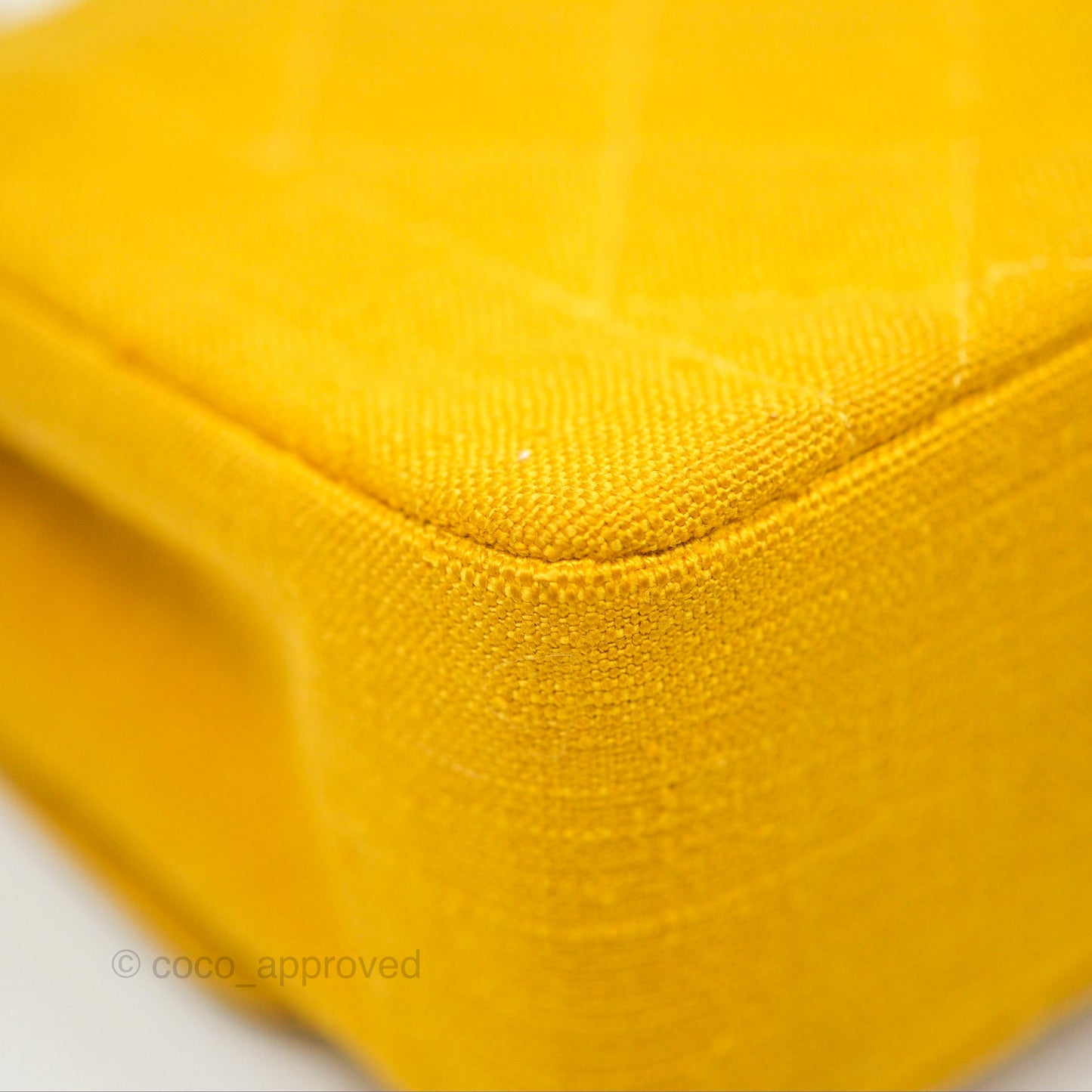 Chanel Vintage Small Classic Diana Flap Bag Yellow Linen Fabric 24K Gold Hardware