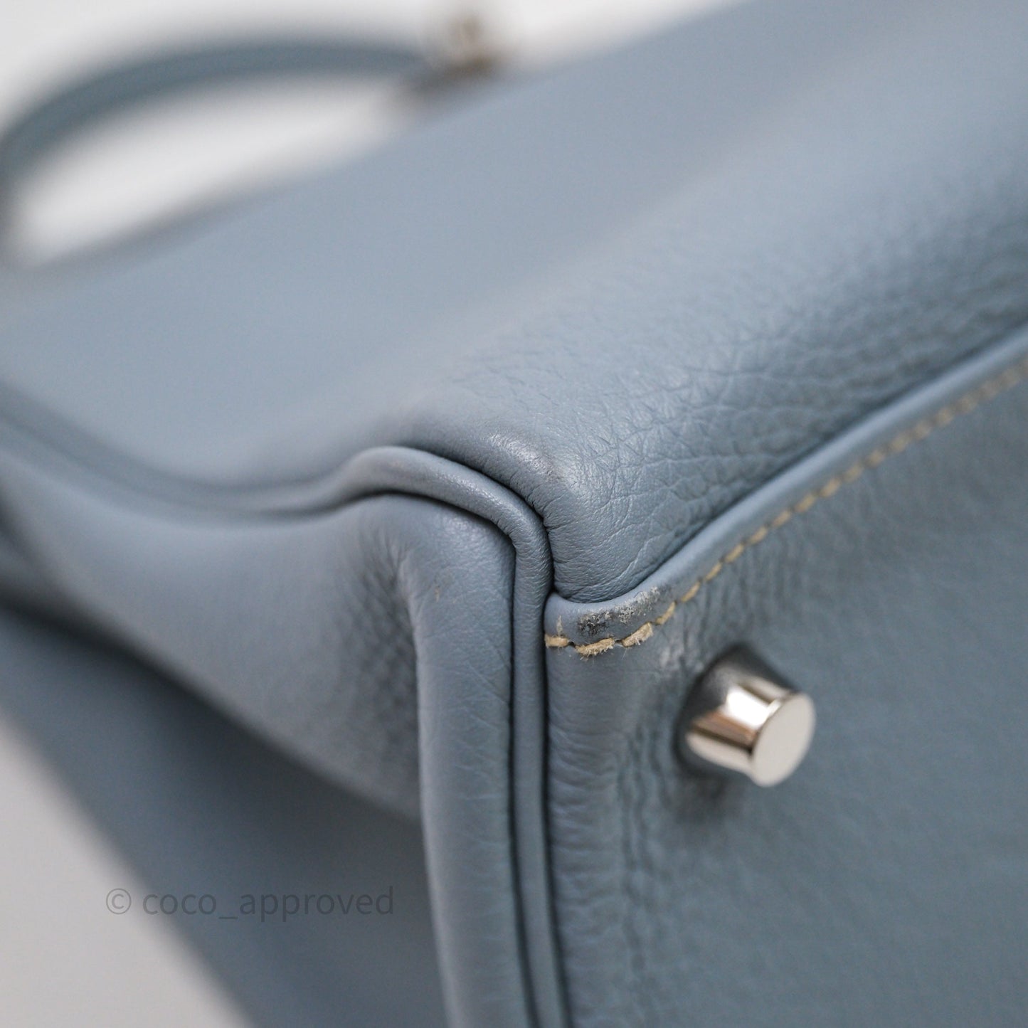 Hermès Kelly 28 Bleu Lin J7 Togo Palladium Hardware