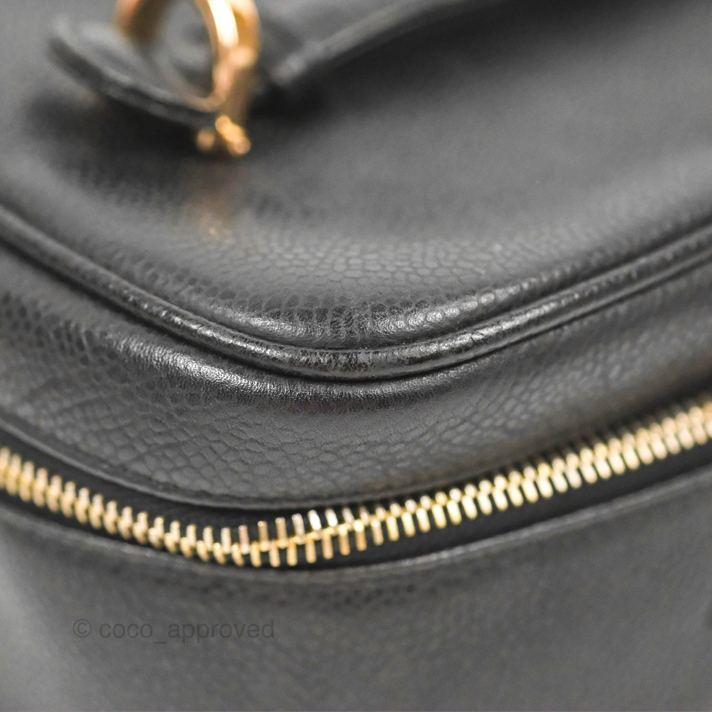 Chanel Vintage Vanity Case Black Caviar Gold Hardware