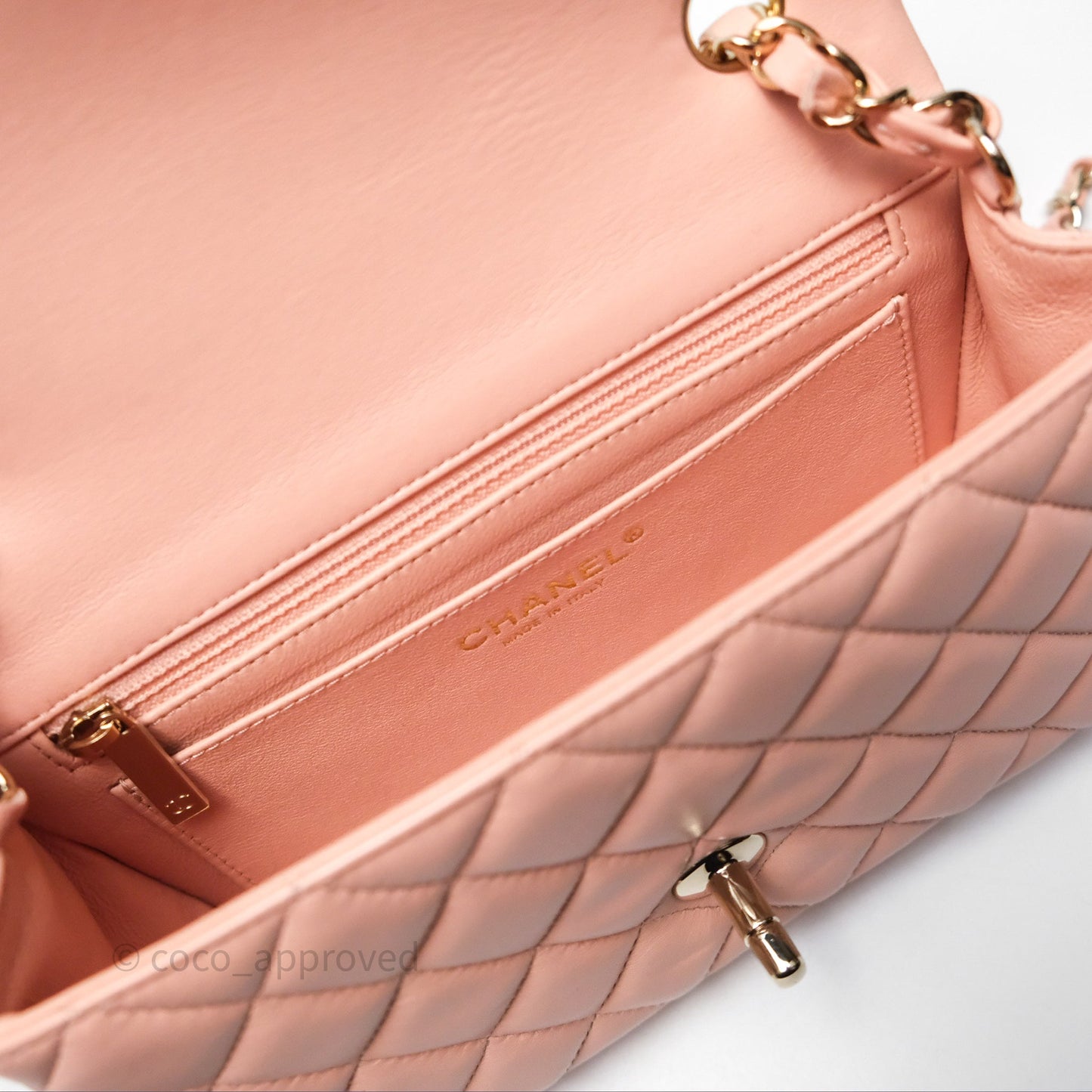 Chanel Quilted Mini Rectangular Flap Pink Lambskin Gold Hardware