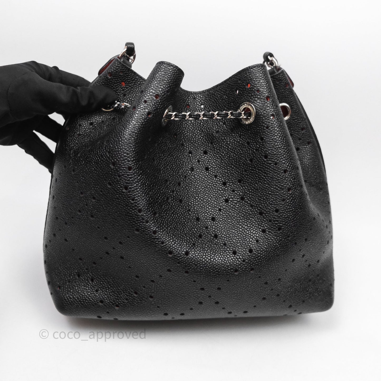 Chanel CC Drawstring Bucket Bag Black Caviar