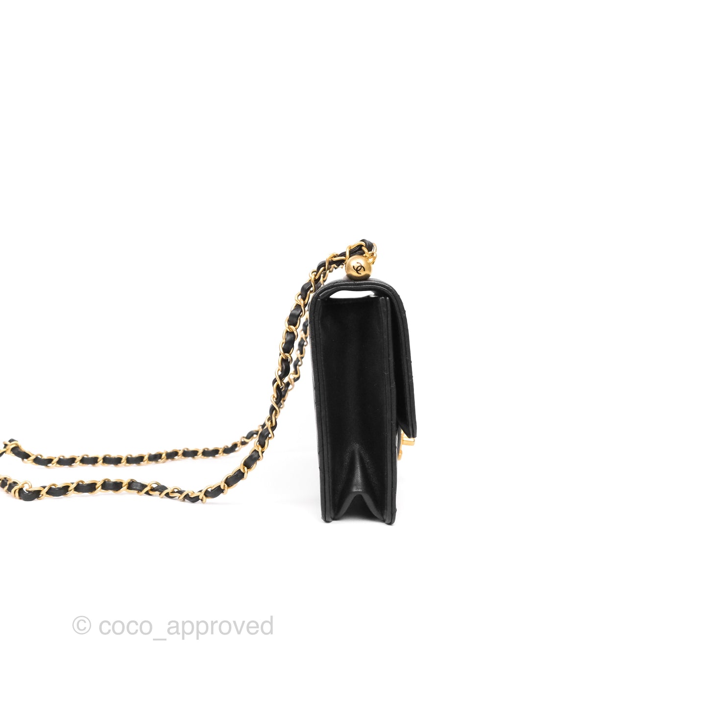 Chanel Small Chic Pearls Flap Quilted Black Goatskin Aged Gold Hardware