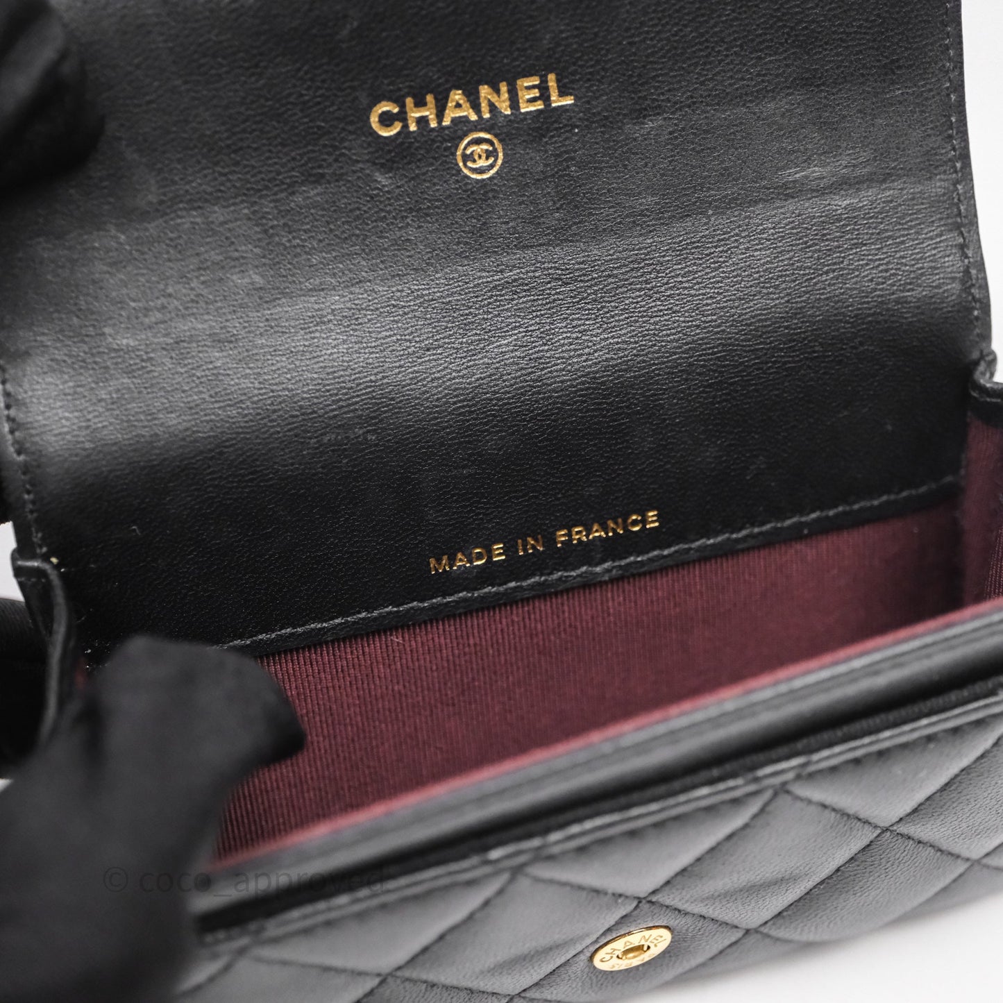 Chanel Quilted Flap Card Holder Black Lambskin Gold Hardware