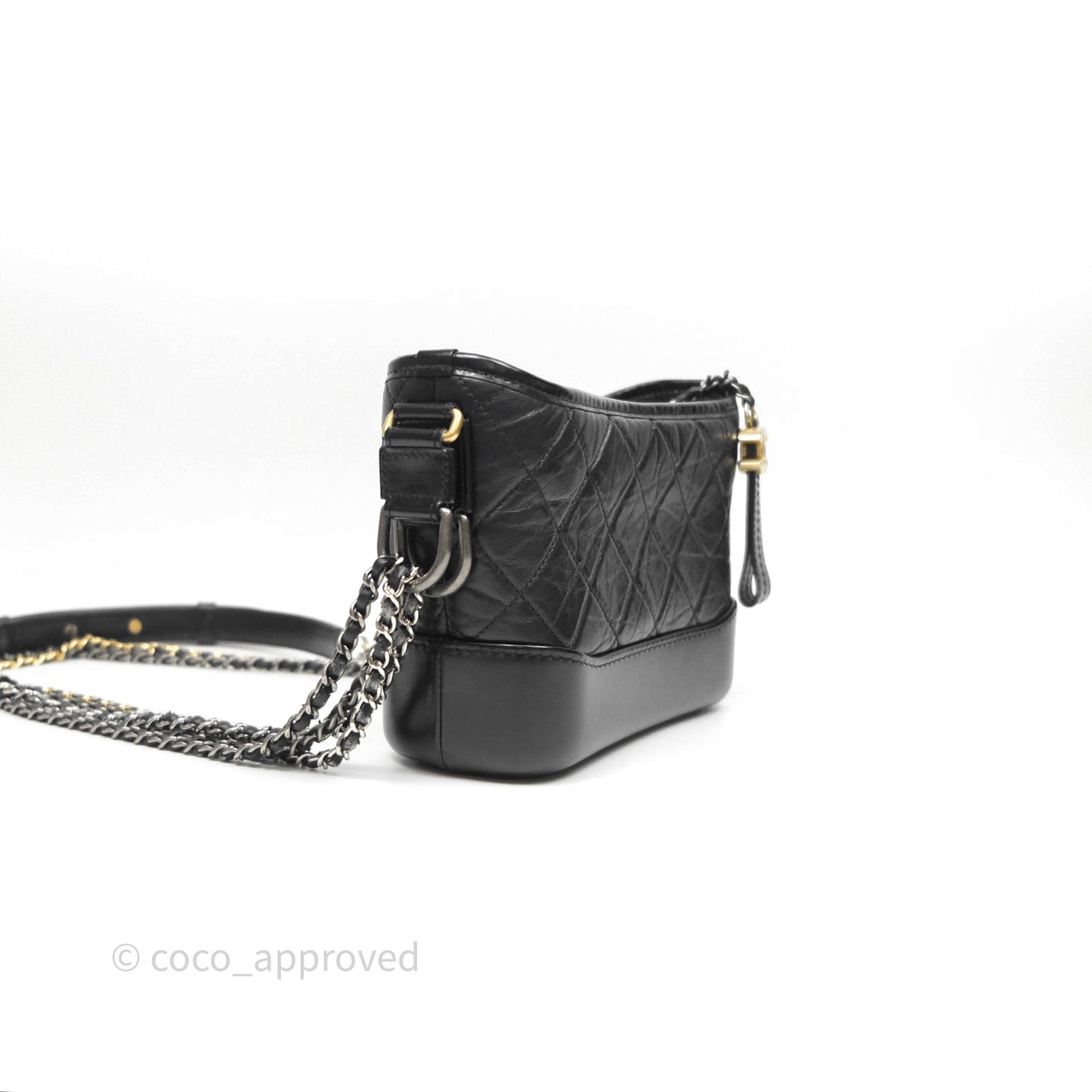 Chanel Small Gabrielle Hobo Quilted Black Aged Calfskin