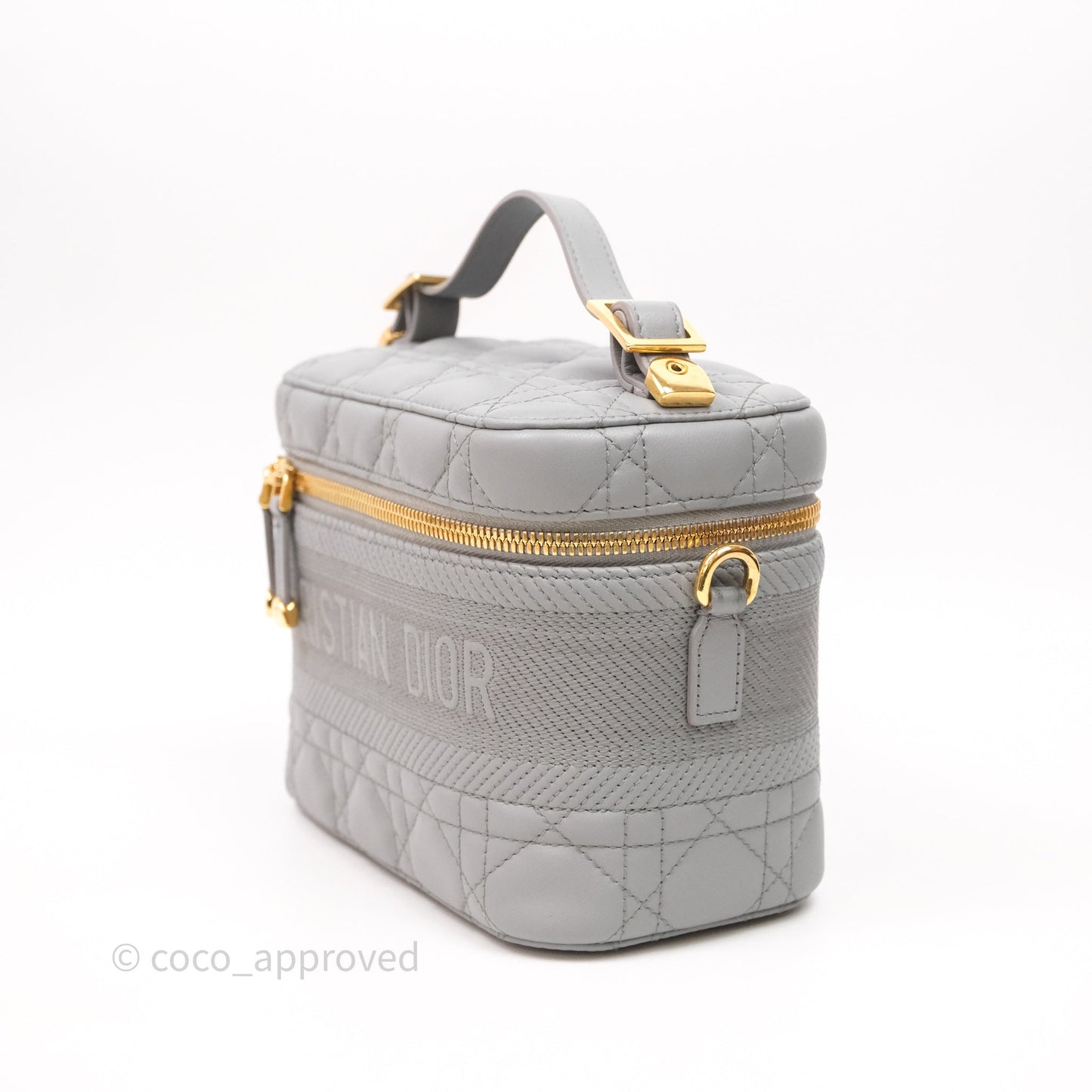 Christian Dior Small Diortravel Vanity Case Grey Lambskin Cannage