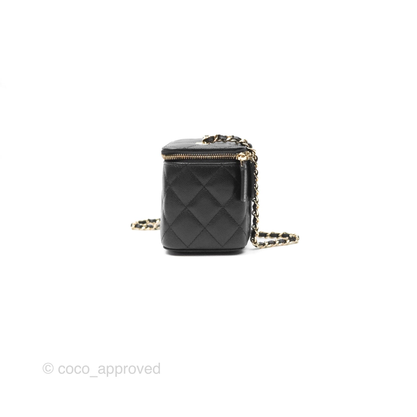 Chanel Vanity Rectangular With Chain Black Caviar Gold Hardware