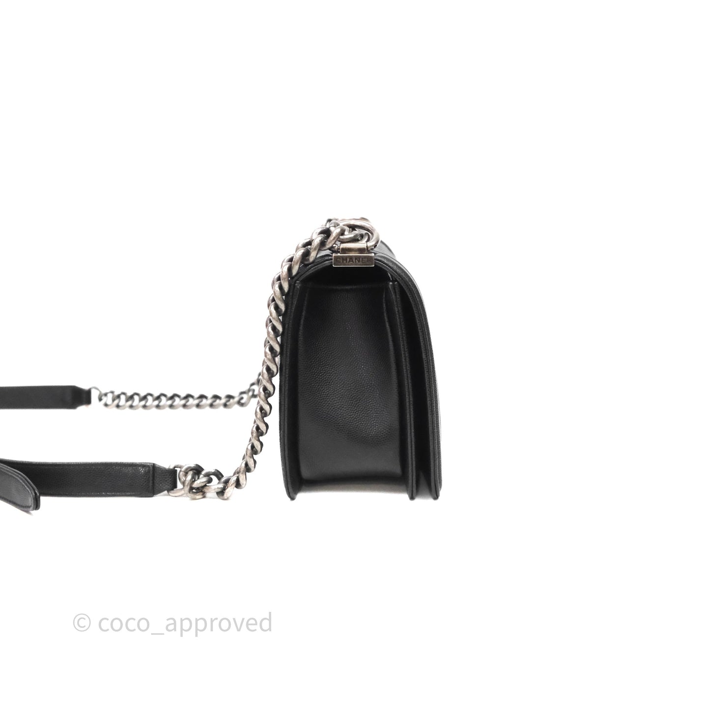 Chanel Quilted Medium Boy Black Caviar Ruthenium Hardware