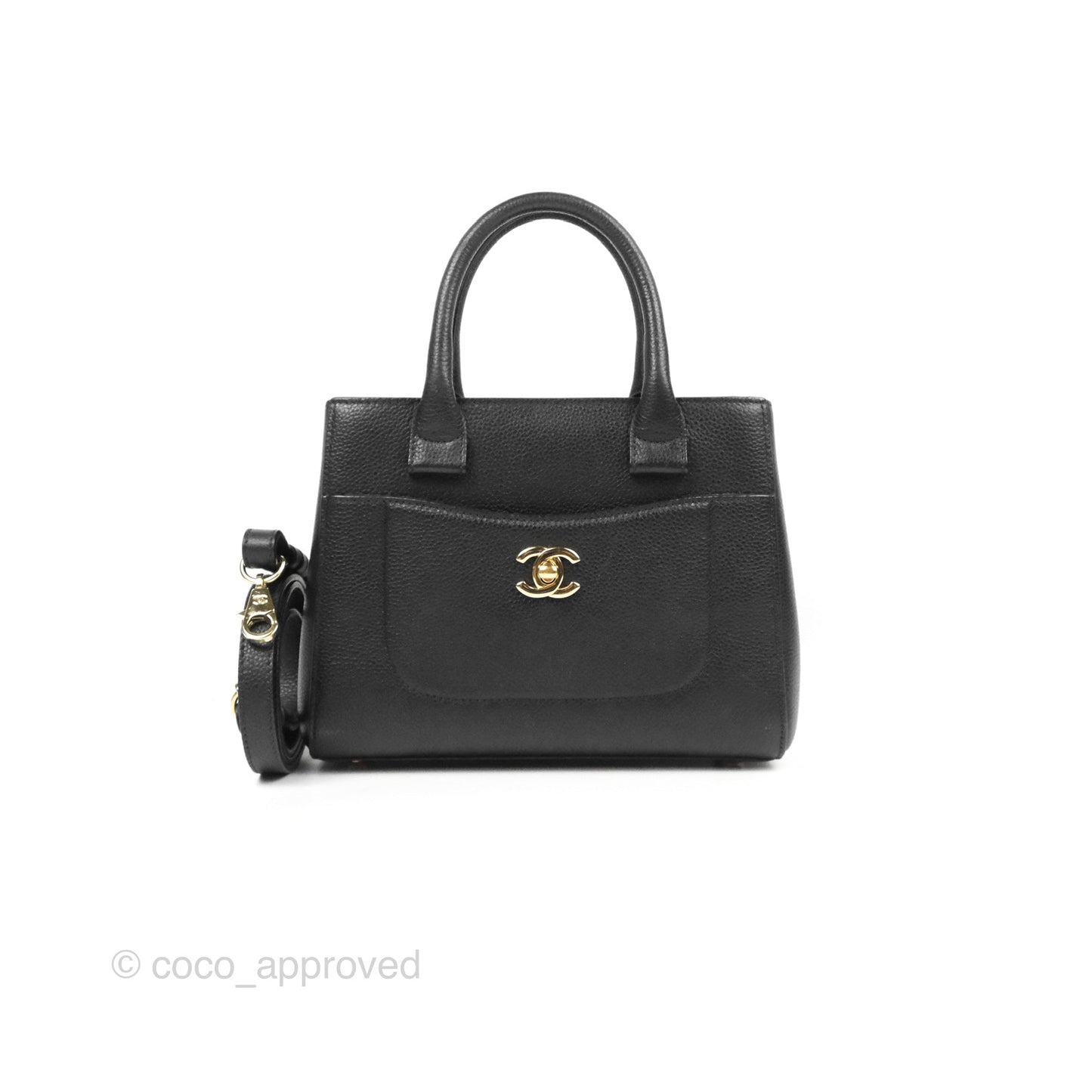 Chanel Mini Neo Executive Shopper Tote Black Grained Calfskin Gold Hardware