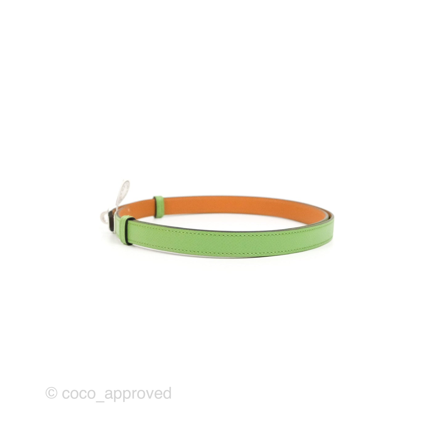 Hermès Kelly (Pocket) Belt 18 Vert Criquet / Chai Epsom Palladium Hardware