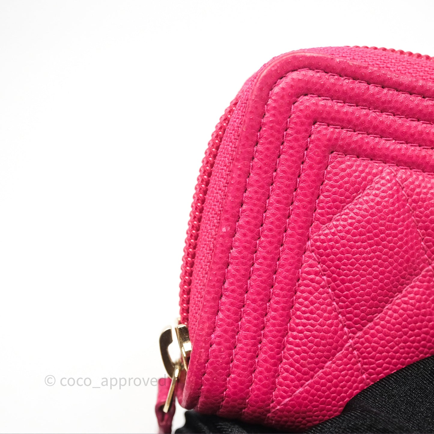 Chanel Boy Zipped Coin Purse Hot Pink Caviar Gold Hardware